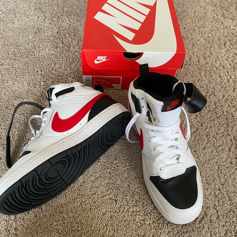 Boys White Nike High Tops